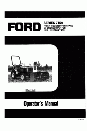 New Holland 1110, 1210 Operator`s Manual