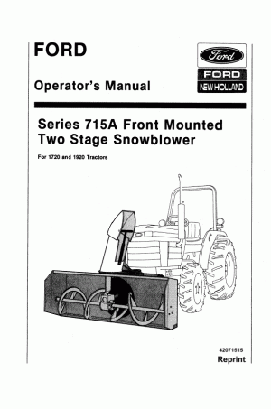 New Holland 1720, 1920 Operator`s Manual