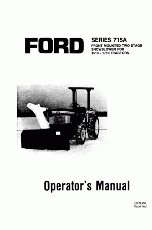New Holland 1510, 1710 Operator`s Manual