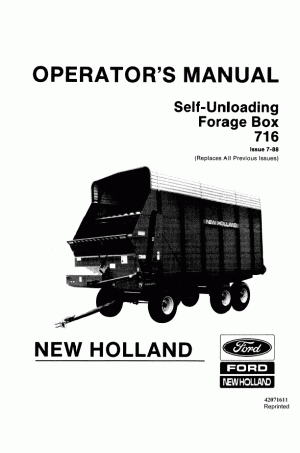 New Holland 716 Operator`s Manual
