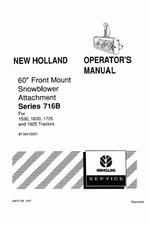 New Holland 1530, 1630, 1725, 60, 716B Operator`s Manual