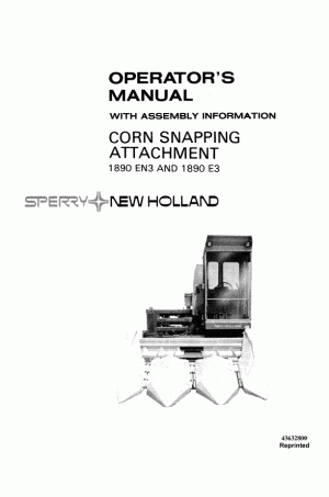 New Holland 1890 Operator`s Manual