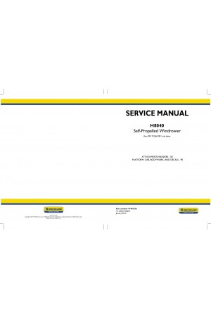 New Holland H8040 Service Manual