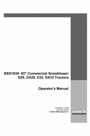 Case IH BSX163H Operator`s Manual