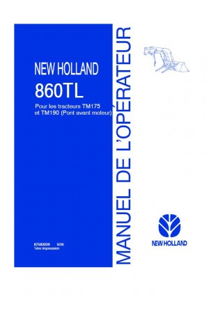 New Holland 860TL Operator`s Manual