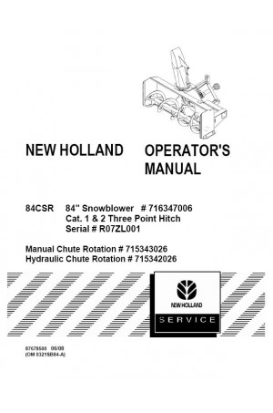 New Holland 84CSR Operator`s Manual