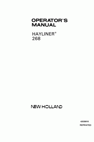 New Holland 268 Operator`s Manual