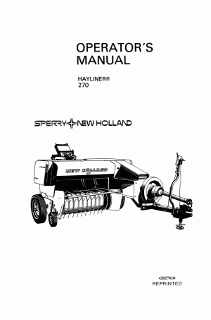 New Holland 270 Operator`s Manual