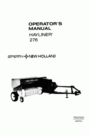 New Holland 276 Operator`s Manual