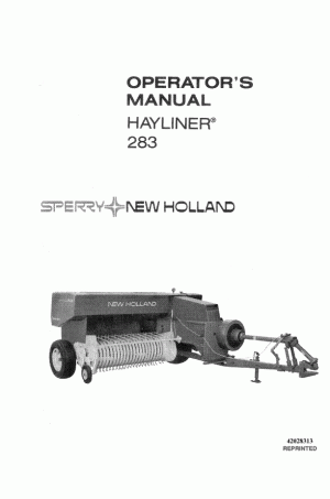 New Holland 283 Operator`s Manual