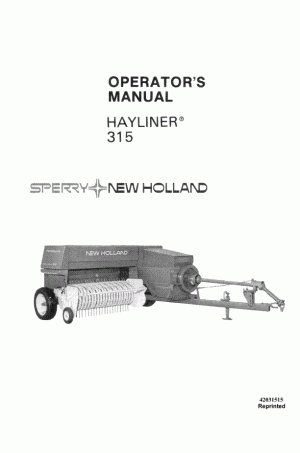 New Holland 315 Operator`s Manual