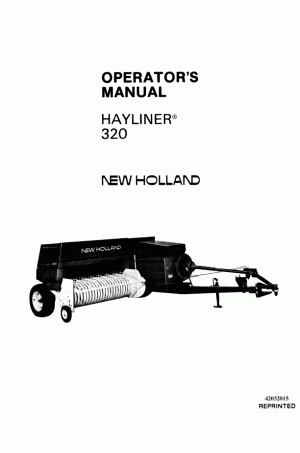 New Holland 320 Operator`s Manual