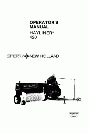 New Holland 420 Operator`s Manual