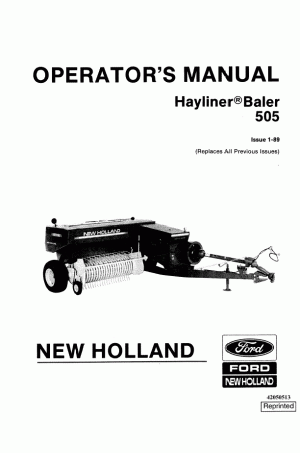 New Holland 505 Operator`s Manual