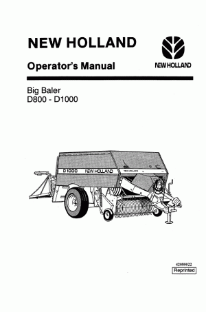 New Holland D1000, D800 Operator`s Manual