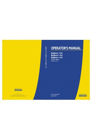 New Holland BigBaler 230, BigBaler 330, BigBaler 340 Operator`s Manual
