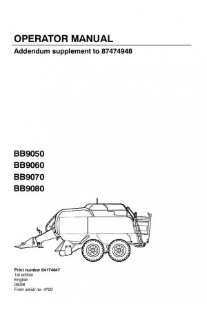 New Holland BB9050, BB9060, BB9070, BB9080 Operator`s Manual