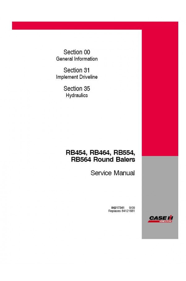 CASE RB454 RB464 RB554 RB564 ROUND BALER OPERATION & MAINTENANCE BOOK MANUAL CD 