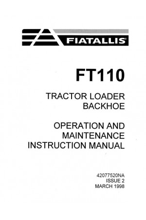 New Holland FT110 Operator`s Manual