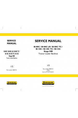 New Holland CE B100C, B100CLR, B100CTC, B110C, B110CTC, B115C Service Manual