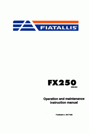 New Holland CE FX250 Operator`s Manual