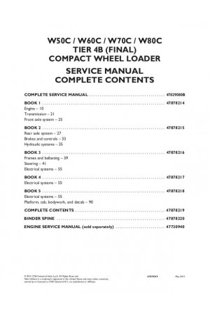 New Holland CE W50C, W60C, W70C, W80C Service Manual
