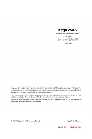 Daewoo Doosan M250-V TIER II  Operator's Manual