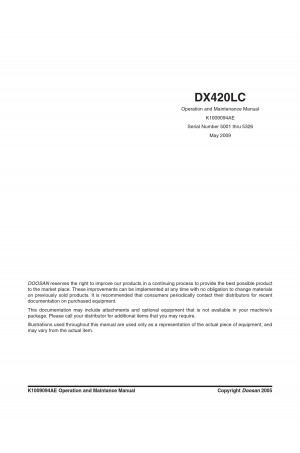 Daewoo Doosan DX420LC NON-ROPS - 4 MONITOR  Operator's Manual