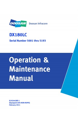 Daewoo Doosan DX180LC NON-ROPS - 4 MONITOR  Operator's Manual