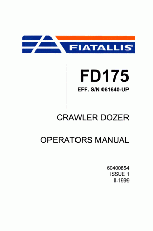 New Holland CE FD175 Operator`s Manual