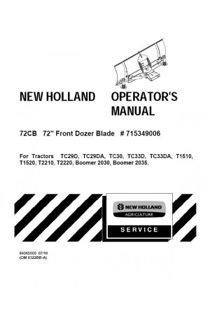 New Holland 2030, 2035, T1510, T1520, T2210, T2220, TC29D, TC29DA, TC30, TC33D, TC33DA Operator`s Manual