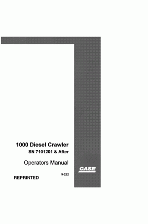 Case 1000, 1000C Operator`s Manual