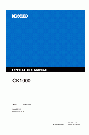 Kobelco CK1000 Operator`s Manual