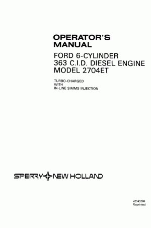 New Holland 2704ET Operator`s Manual