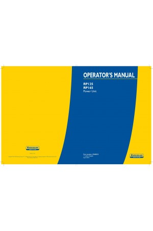 New Holland RP135, RP165 Operator`s Manual
