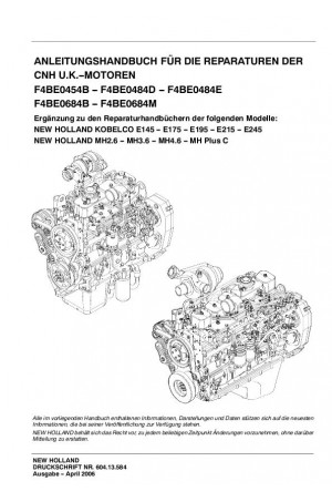 New Holland CE F4BE0454B, F4BE0484D, F4BE0484E, F4BE0684B, F4BE0684M Service Manual