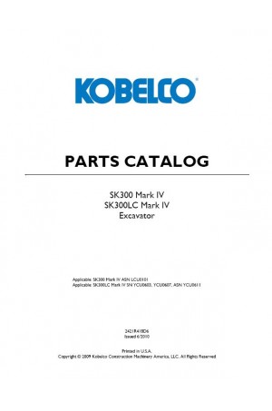 Kobelco SK300, SK300LC Parts Catalog