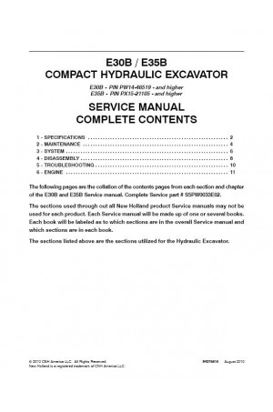 New Holland CE E30B, E35B Service Manual