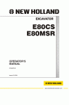 New Holland CE E80, E80MSR Operator`s Manual