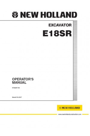 New Holland CE E18SR Operator`s Manual