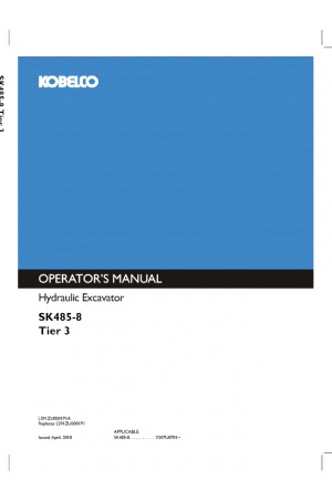 Kobelco SK485-8 Operator`s Manual