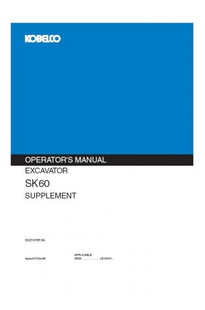 Kobelco SK60 Operator`s Manual