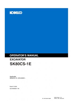 Kobelco SK80, SK80CS, SK80CS-1E Operator`s Manual