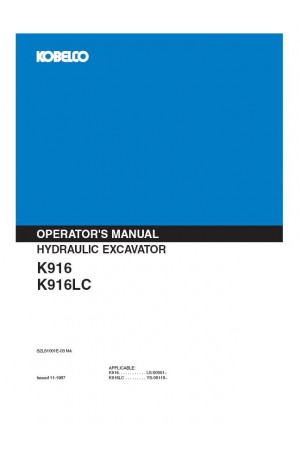 Kobelco K916 Operator`s Manual