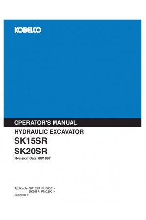 Kobelco SK15SR, SK20SR Operator`s Manual