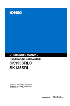Kobelco 135, SK135 Operator`s Manual
