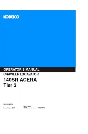 Kobelco 140SR Operator`s Manual