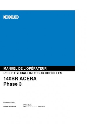 Kobelco 140SR Operator`s Manual