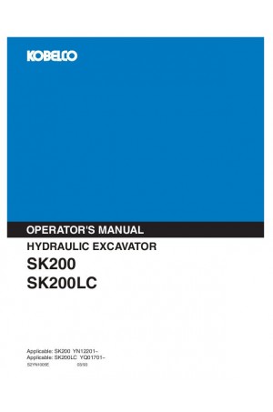 Kobelco SK200, SK200LC Operator`s Manual