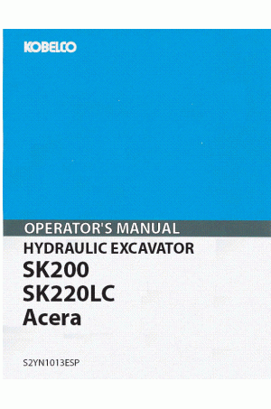 Kobelco SK200, SK200LC Operator`s Manual